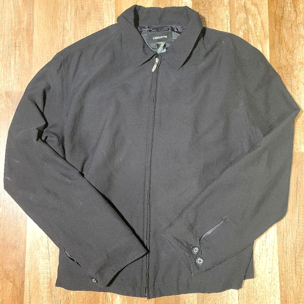 Mens Claiborne Windbreaker Raincoat Large black